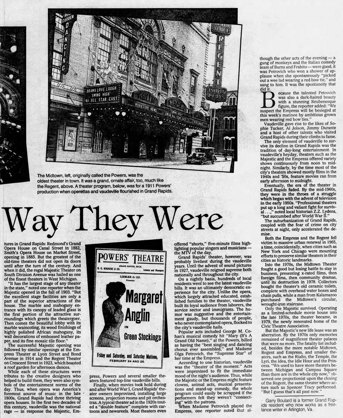 Dec 1988 article Regent Theatre, Grand Rapids